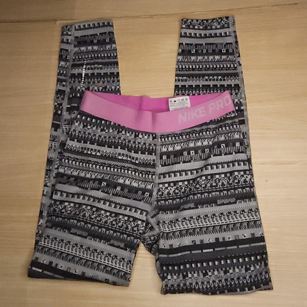 Nike Pro  Girl's Grey Athletic Leggings Large